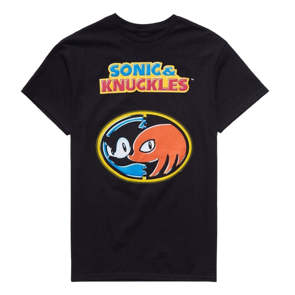 Sonic The Hedgehog T-Shirt Sonic & Knuckles Retro Cartoon Gamer Fan Tee